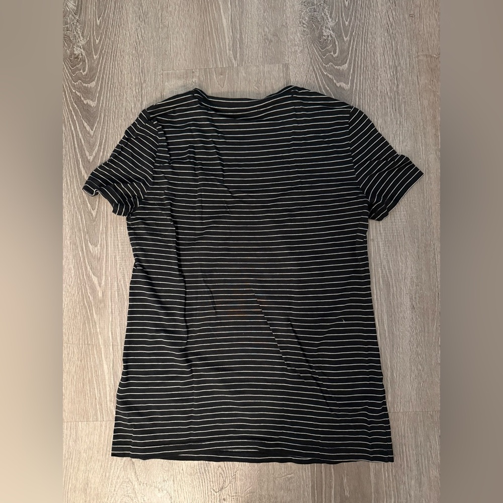 Tahari Cotton Striped T-Shirt - Black and White - Picture 2 of 7
